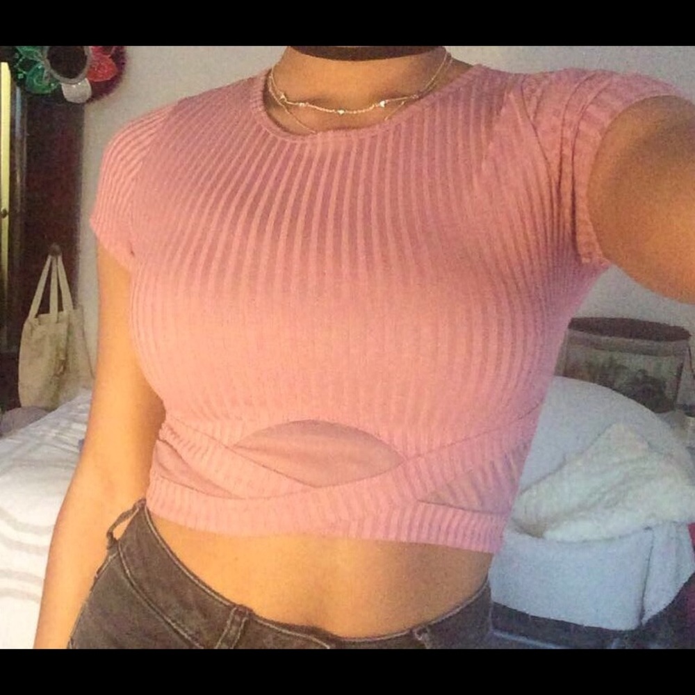 Ribbed Pink Crop Top
